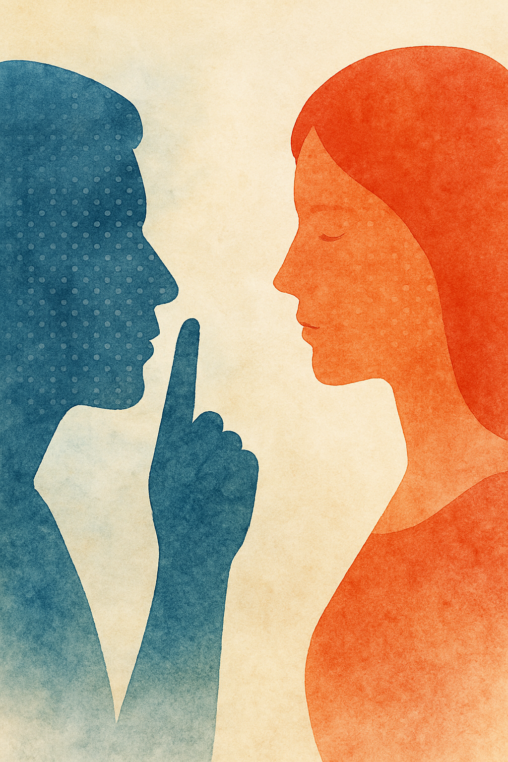 Homme faisant "chut" à une femme