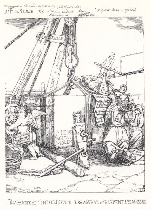 Dessin de propagande en faveur de la réforme de la loi scolaire de 1842