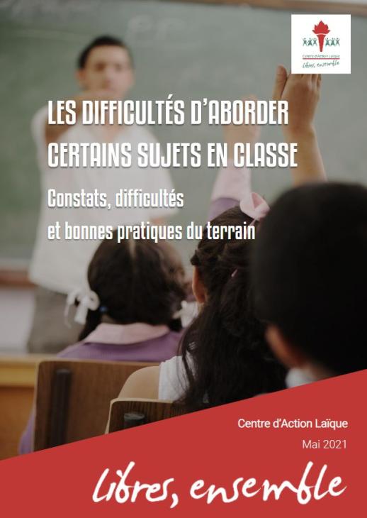 Couverture de l'étude "Les difficultés d’aborder certains sujets en classe" du CAL