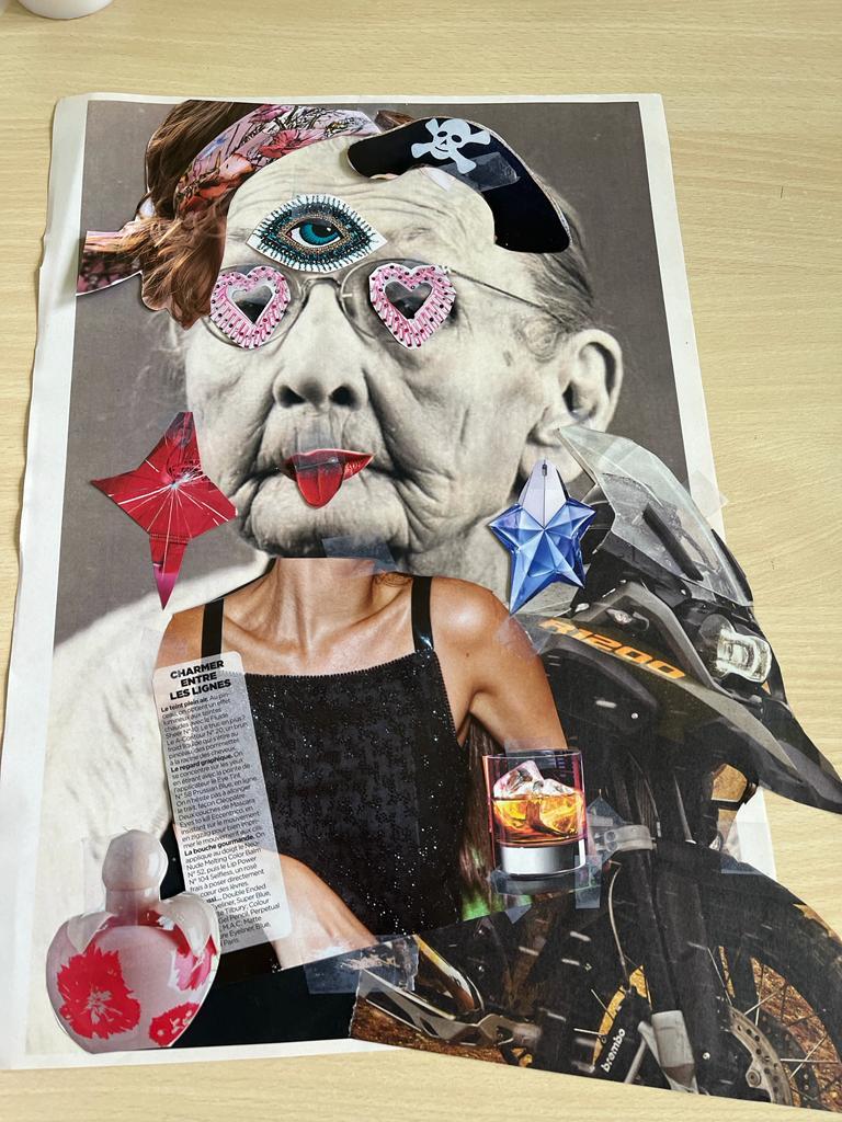Collage réalisé par les apprenant·es du groupe de Pauline, lors d’un atelier de sensibilisation d’Entr’âges.